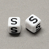 Large Hole Acrylic Letter European Beads SACR-Q103-6mm-01S-2
