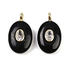 Natural Obsidian & Cubic Zirconia Pendants X-G-Z076-01G-12-1