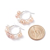 Natural Pearl Wire Wrapped Beaded Hoop Earrings for Women EJEW-JE04759-01-4