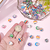 60Pcs Lantern-Shaped Striped Pattern Resin Rhinestone Beads KK-SC0007-83-3