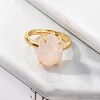 Hexagon Natural Rose Quartz Finger Rings RJEW-B113-02G-04-5