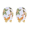 Alloy Enamel Oval with Butterfly Pattern Stud Earrings for Women WGEA3F2-01-5