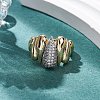 Brass Micro Pave Clear Cubic Zirconia Cuff Finger Rings for Women RJEW-C116-16G-3