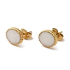 Ion Plating(IP) 304 Stainless Steel Oval Stud Earrings EJEW-C114-13E-G-2