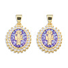 Brass Micro Pave Clear Cubic Zirconia Pendants KK-N227-95A-2