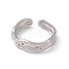 Non-Tarnish 304 Stainless Steel Twist Wave Open Cuff Ring for Women RJEW-C045-23P-2