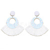 Bohemian Style Acrylic & Polyester Fan Tassel Stud Earrings FS-WGB5BEF-02-1