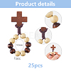 25Pcs Wood Cross & Round Beads Finger Rings RJEW-DC0001-23B-2