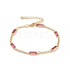 Rectangle Cubic Zirconia Chain Bracelets BJEW-G654-02G-2