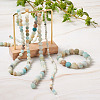 4 Strands 4 Style Natural Frosted Flower Amazonite Round Beads G-TA0001-31-15