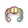 Rainbow Color Ion Plating(IP) 304 Stainless Steel Hollow Open Cuff Ring for Women RJEW-A005-25MC-3