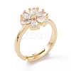 Brass Micro Pave Clear Cubic Zirconia Adjustable Rings RJEW-A002-07G-3