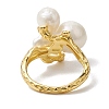 Round Natural Pearl Adjustable Rings RJEW-P113-06G-3