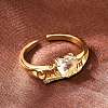 Mother's Day Brass Pave Cubic Zirconia Cuff Open Rings CU-CBACDF6-06G-01-2