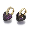 Brass Micro Pave Cubic Zirconia Dangle Huggie Hoop Earrings KK-R137-017C-NF-2