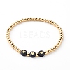4Pcs 4 Styles Brass Stretch Beaded Bracelets BJEW-JB06237-8