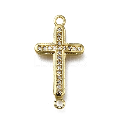 Brass Clear Cubic Zirconia Cross Connector Charms LS-ZIRC-I070-003G-1