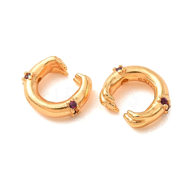 Brass Micro Pave Violet Cubic Zirconia Clasps KK-CBA25B2-05G-1