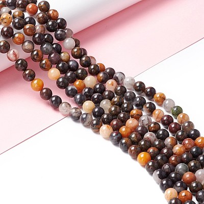 Natural Brecciated Jasper Beads Strands X-G-M381-01B-1
