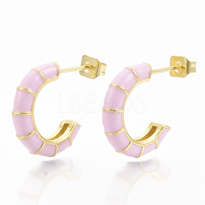 Brass Stud Earrings EJEW-S209-10-1