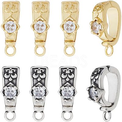8pcs 2 Colors Brass Micro Pave Cubic Zirconia Donut Bails KK-HS0001-03-1
