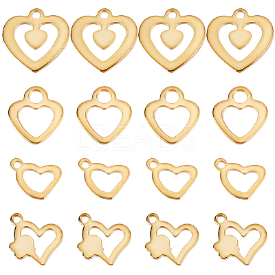 48Pcs 4 Style 201 Stainless Steel Charms STAS-BBC0003-14-1