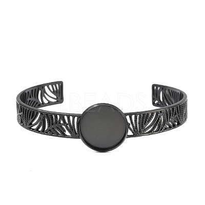 304 Stainless Steel Blank Cuff Bangle Bases with Flat Round Tray SA-CBA82C8-04A-EB-1