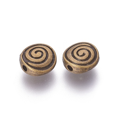 Tibetan Style Alloy Flat Round Carved Vortex Beads X-TIBEB-5437-AB-FF-1