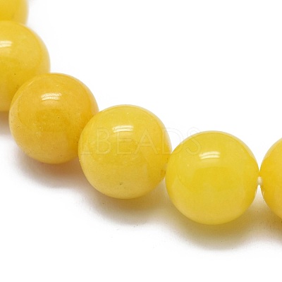 Natural Yellow Jade Bead Stretch Bracelets X-BJEW-K212-A-038-1
