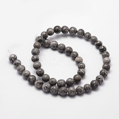Natural Map Stone/Picasso Stone/Picasso Jasper Beads Strands G-G735-27-8mm-1