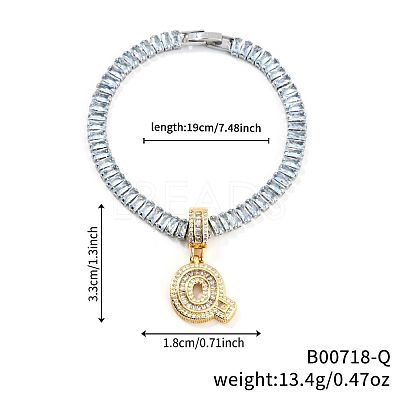 Fashionable Brass Micro Pave Clear Cubic Zirconia Charm Bracelets AF9298-17-1