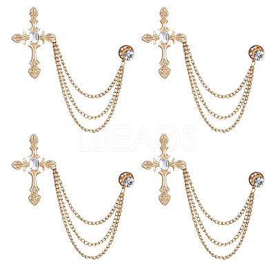 Cross Alloy Rhinestone Lapel Pin Backs JEWB-WH0051-057G-1