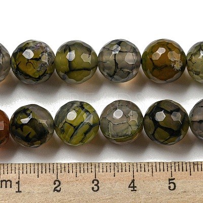 Faceted Natural Dragon Veins Agate Beads Strands G-F447-12mm-L07-1