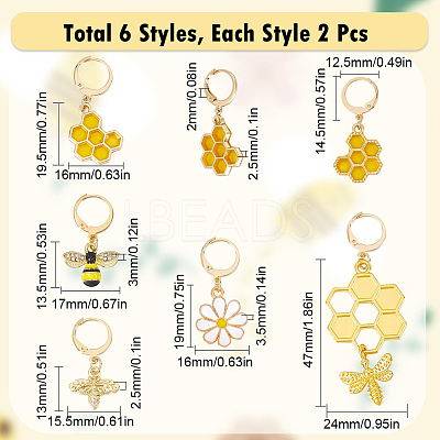 Bee & Flower Locking Stitch Markers HJEW-SC0001-34-1