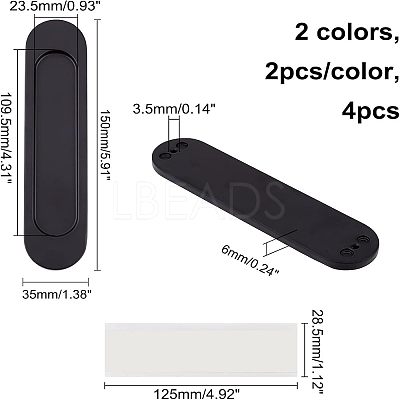 4Pcs 2 Colors No Punch Alloy Flush Pull Barn Door Handle FIND-CA0004-89-1