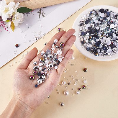 60g Resin patch multi size mixed pearl patch DIY jewelry accessories(2 bags) JX586N-1