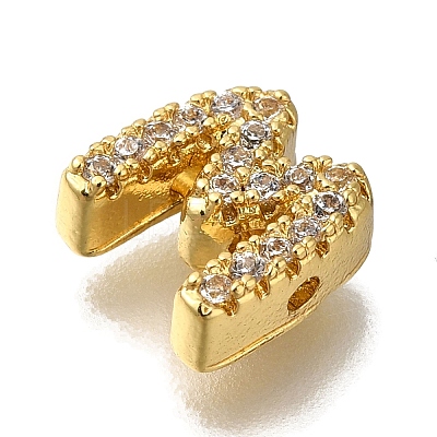 Rack Plating Brass Micro Pave Clear Cubic Zirconia Beads KK-G500-30G-M-1