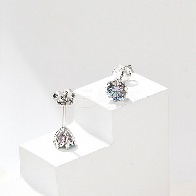 925 Sterling Silver Moissanite Rhinestone Stud Earrings EJEW-U042-05P-03-1