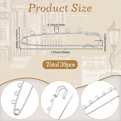 30Pcs Iron Brooch Findings FIND-SC0020-46P-1
