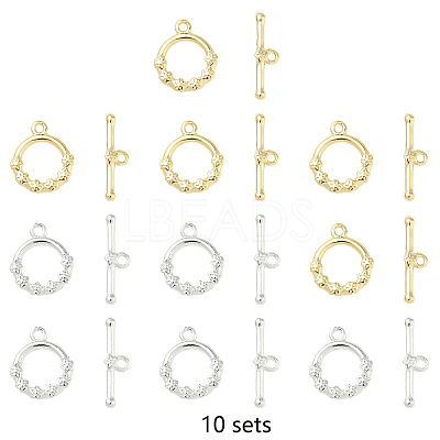 10 Bags 2 Colors Brass Toggle Clasps KK-YW0003-87-1