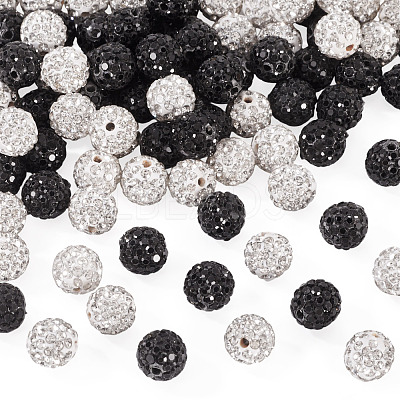 100Pcs 2 Colors Pave Disco Ball Beads RB-TA0001-28-1