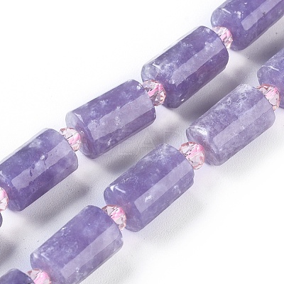 Natural Lepidolite/Purple Mica Stone Beads Strands G-F653-21-1