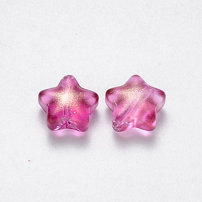 Spray Painted Glass Beads GLAA-R211-04-D05-1