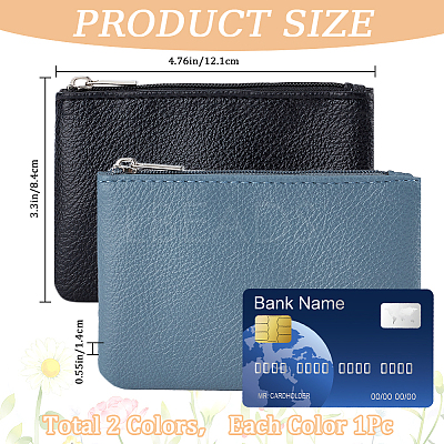 2Pcs 2 Colors Litchi Print PU Leather Zip Pouches ABAG-CP0001-08A-1