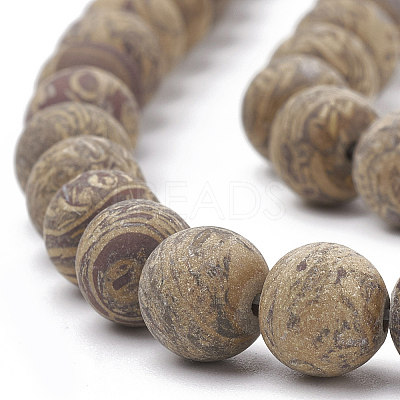 Natural Elephant Skin Jasper/Miriam Stone/Calligraphy Stone Beads Strands G-T106-124-1