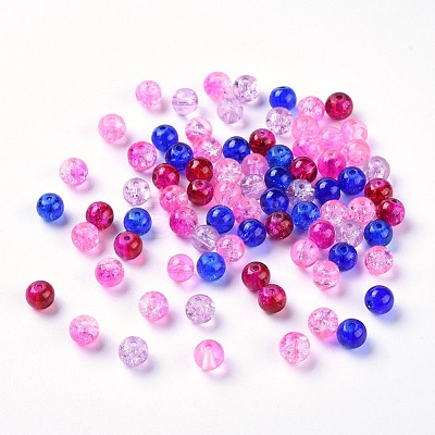 Baking Paint Crackle Glass Beads DGLA-X0006-6mm-02-1