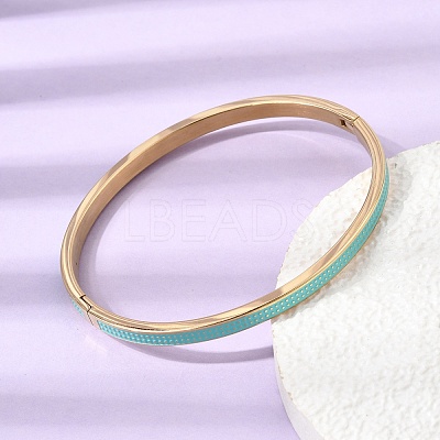 304 Stainless Steel Enamel Hinged Cuff Bangles for Women SA-CBAC920-15G-01B-1