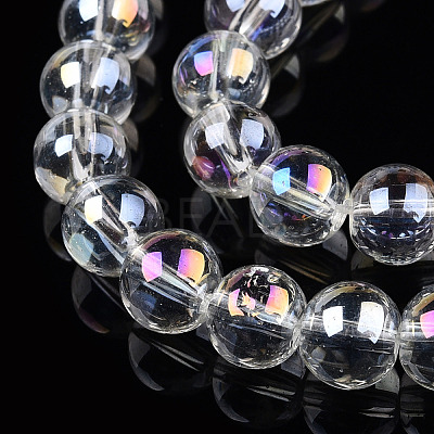 Electroplate Transparent Glass Beads Strands GLAA-T032-T10mm-AB13-1