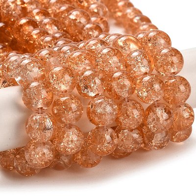 Spray Painted Crackle Glass Beads Strands CCG-Q001-10mm-05-1