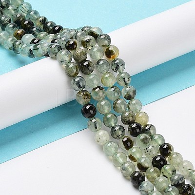 Natural Prehnite Beads Strands G-P322-48-6mm-01-1